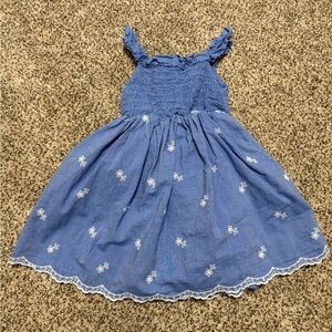 CAT AND JACK Blue Sundress Dress with Floral Embroidery 3T